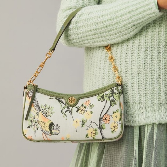 NWT- TORY BURCH T-MONOGRAM BROCADE STUDIO CONVERTIBLE BAG - Picture 7 of 11